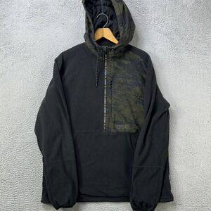 Oakley Performance Fit Men Large Sweatshirt Hoodie Black Half Zip Camo Patch EUC